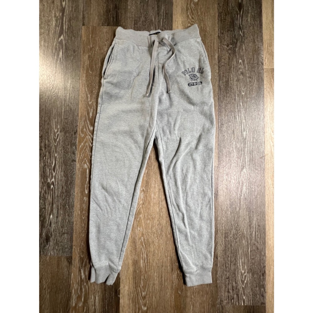 Polo Ralph Lauren Joggers Mens S Gray Fleece Lined Graphic Sleepwear Pants